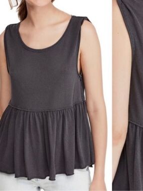 We The Free charcoal peplum tank top
